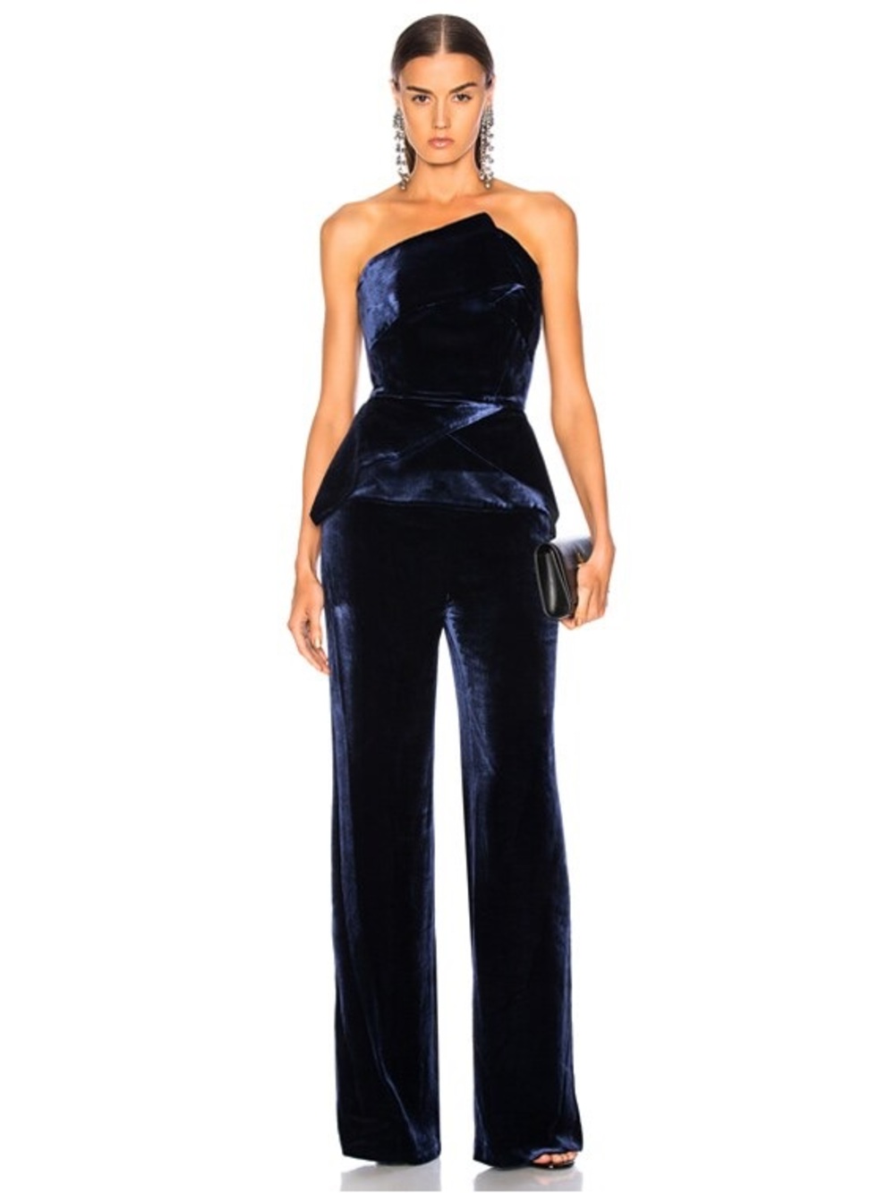 Roland Mouret size 8 Carradine navy Velvet Peplum Strapless jumpsuit
